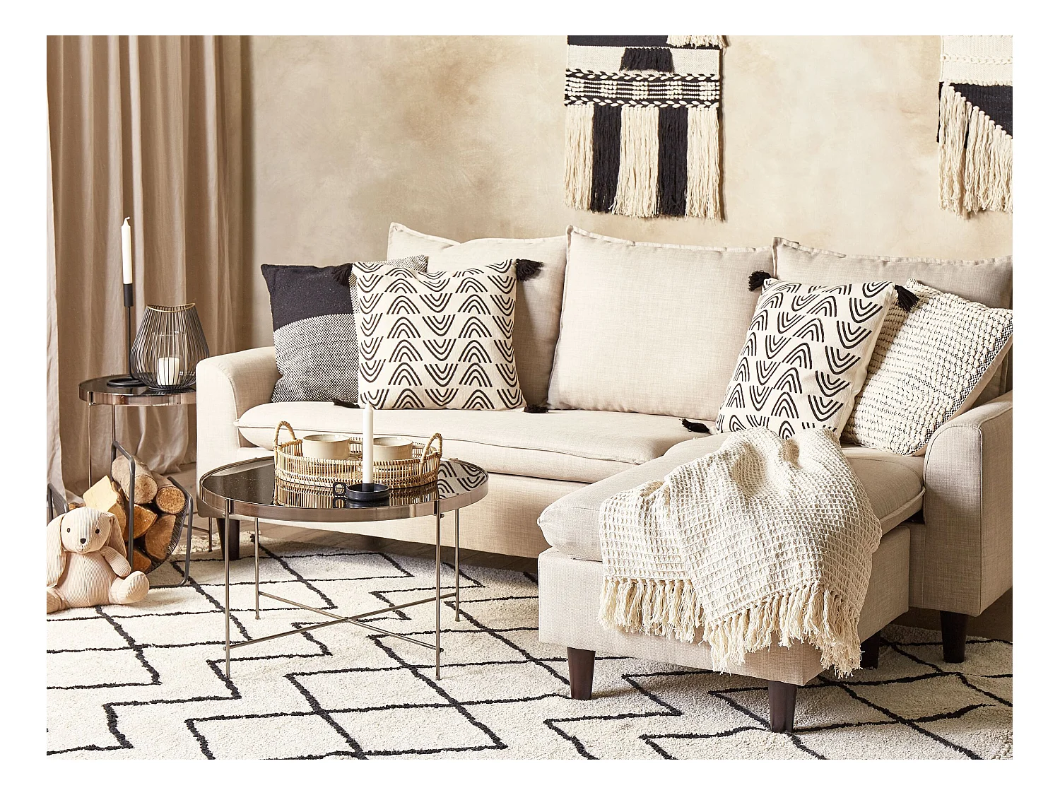 Sierkussen MAYS Katoen 45 x 45 cm Wit Geometrisch patroon