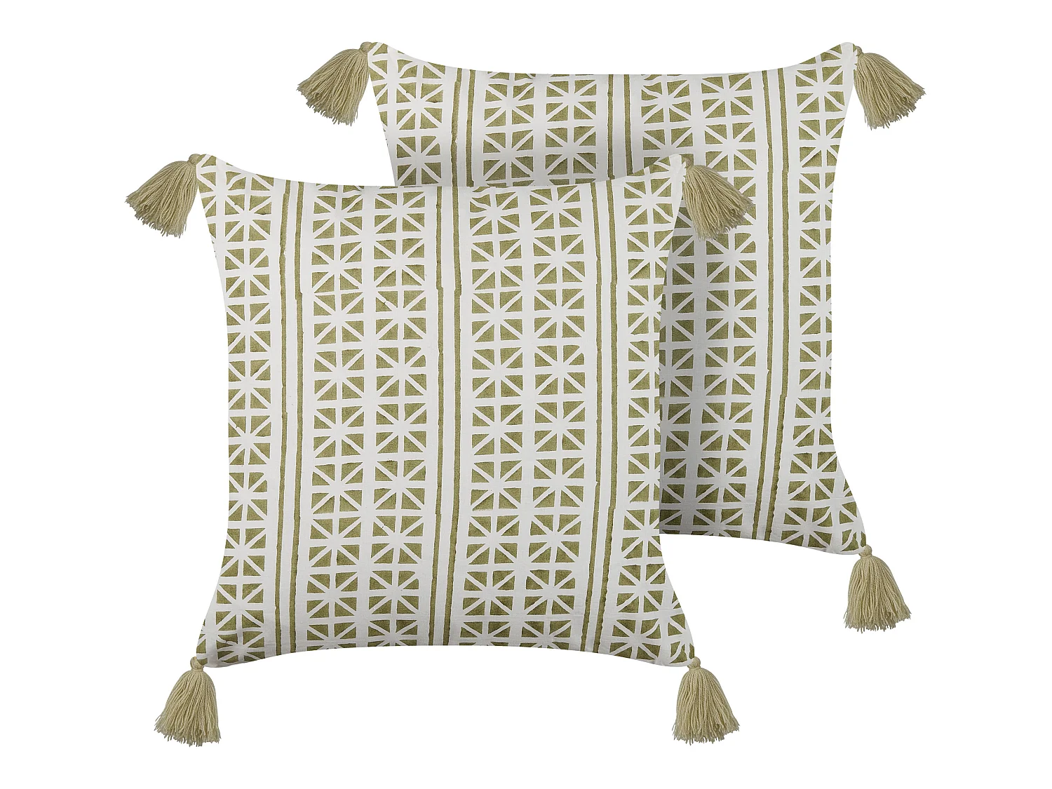 Lot de 2 coussins décoratifs SYRINGA Coton 45 x 45 cm Vert Motif géométrique