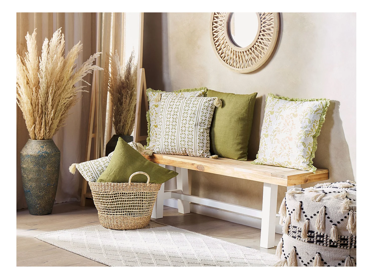 Lot de 2 coussins décoratifs SYRINGA Coton 45 x 45 cm Vert Motif géométrique