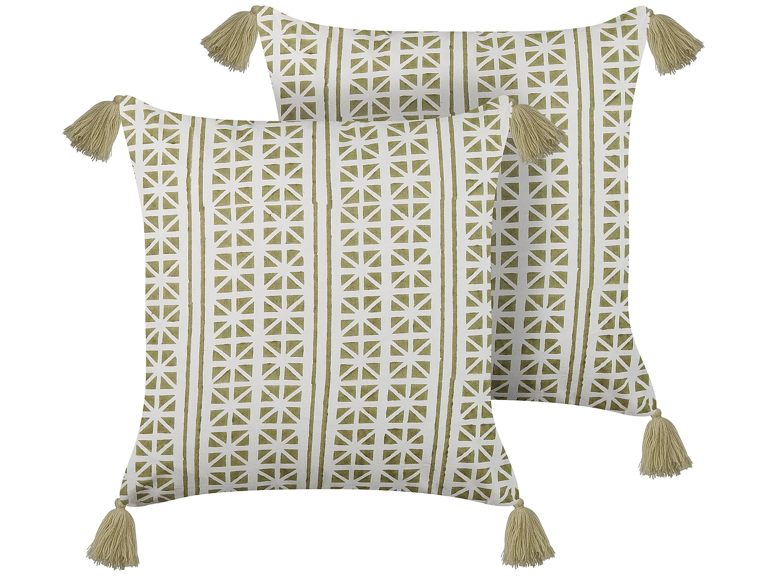 Lot de 2 coussins décoratifs SYRINGA Coton 45 x 45 cm Vert Motif géométrique