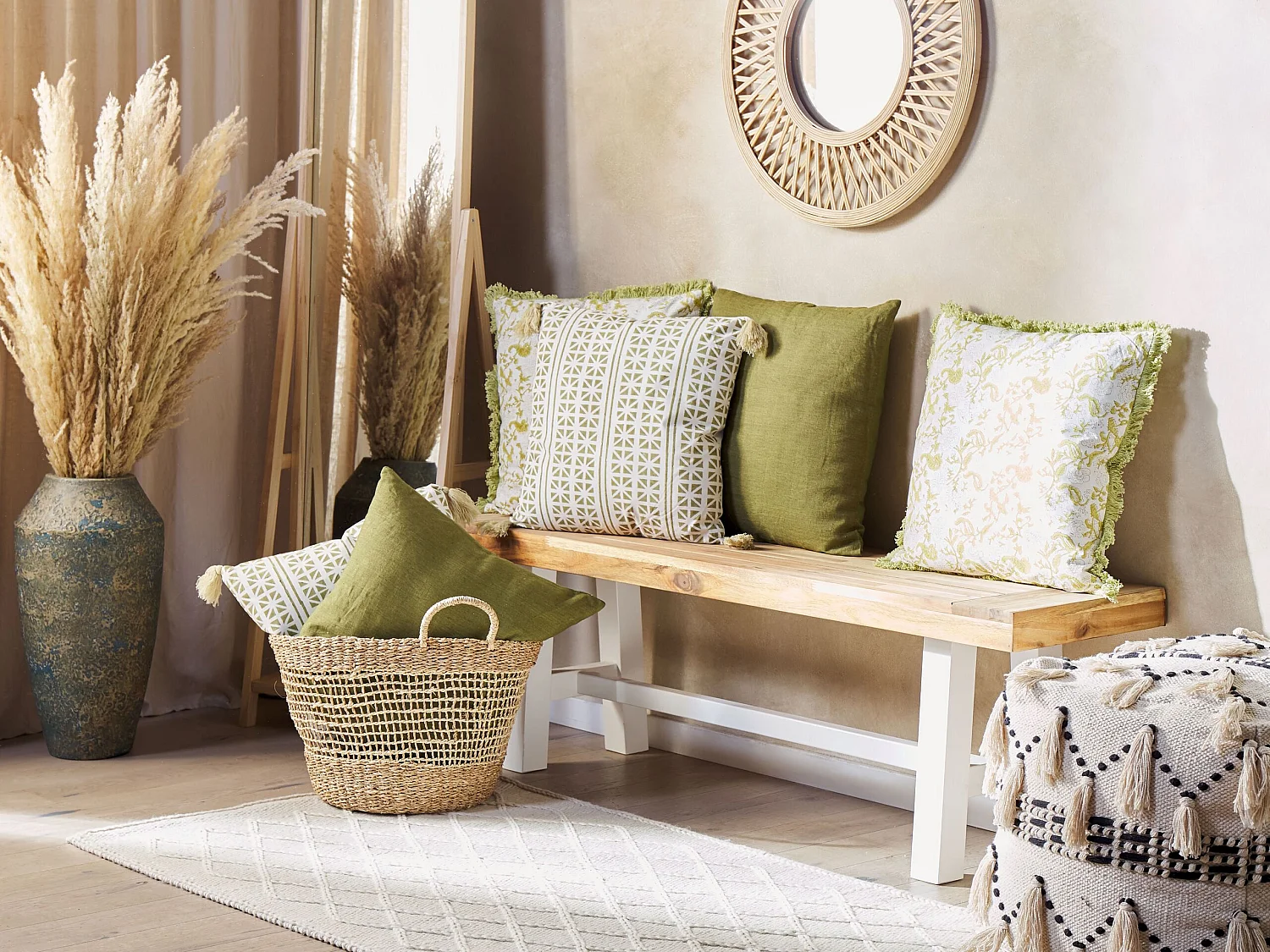 Lot de 2 coussins décoratifs SYRINGA Coton 45 x 45 cm Vert Motif géométrique