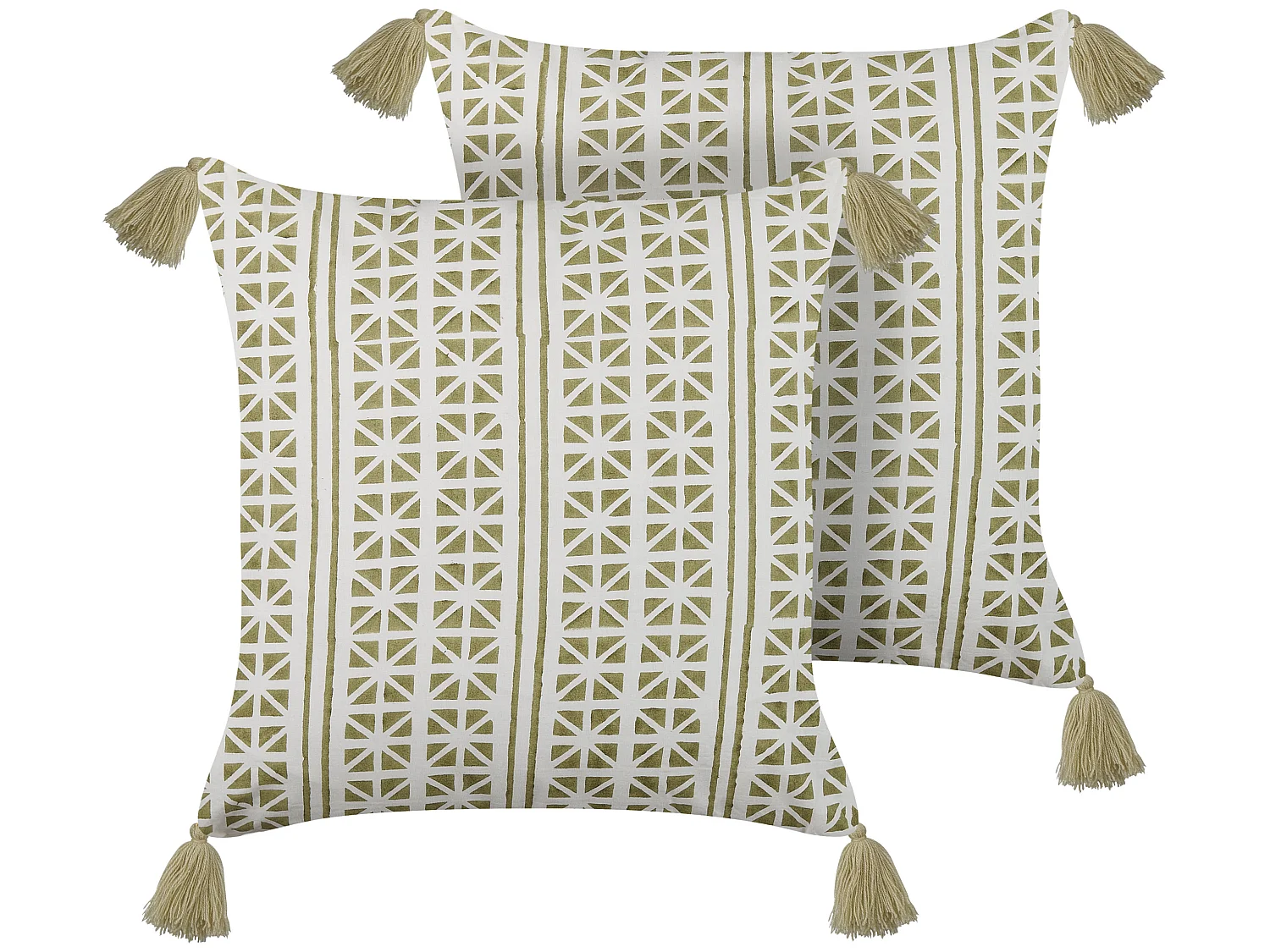 Set van 2 decoratieve kussens SYRINGA Katoen 45 x 45 cm Groen Geometrisch patroon