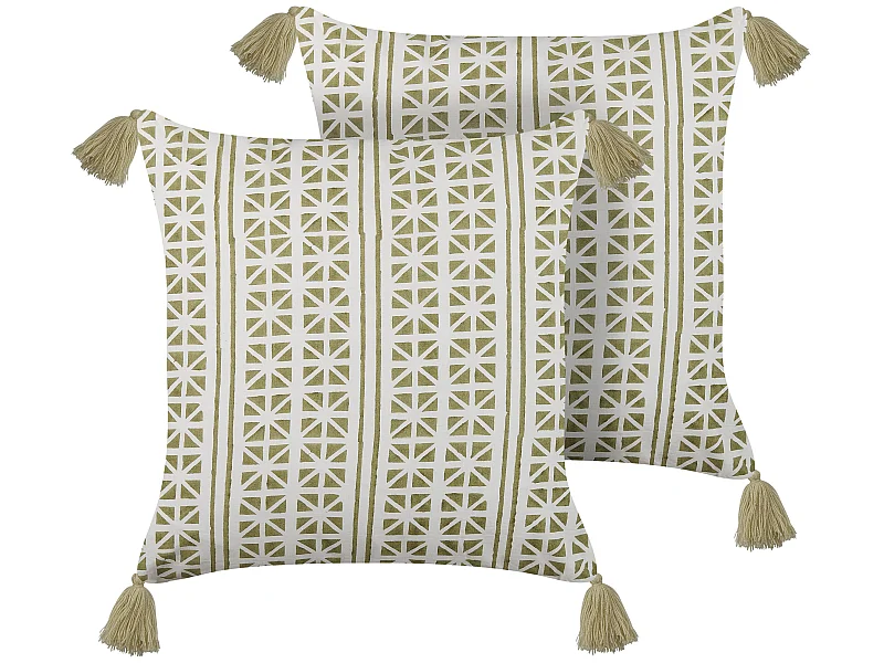 Conjunto de 2 almofadas decorativas SYRINGA Algodão 45 x 45 cm Verde Padrão geométrico