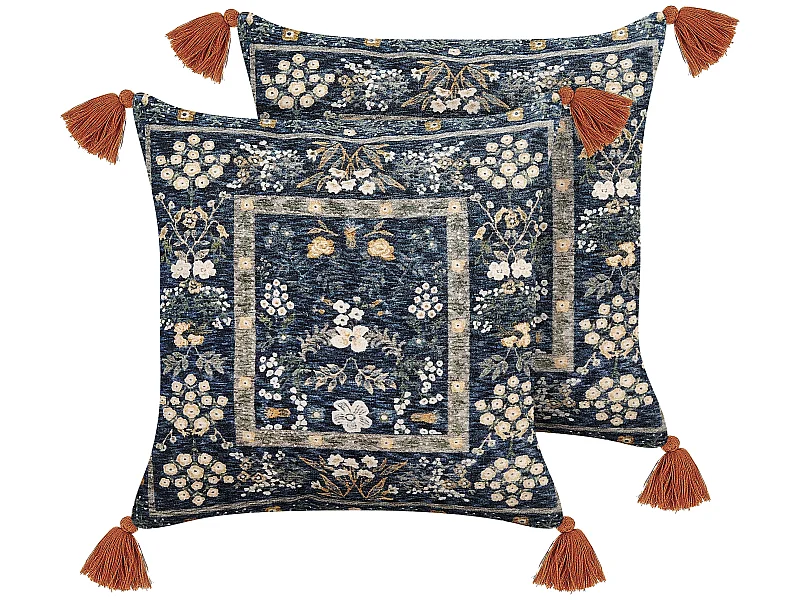 Set van 2 decoratieve kussens PANAX Fluweel 45 x 45 cm Multicolor Bloempatroon