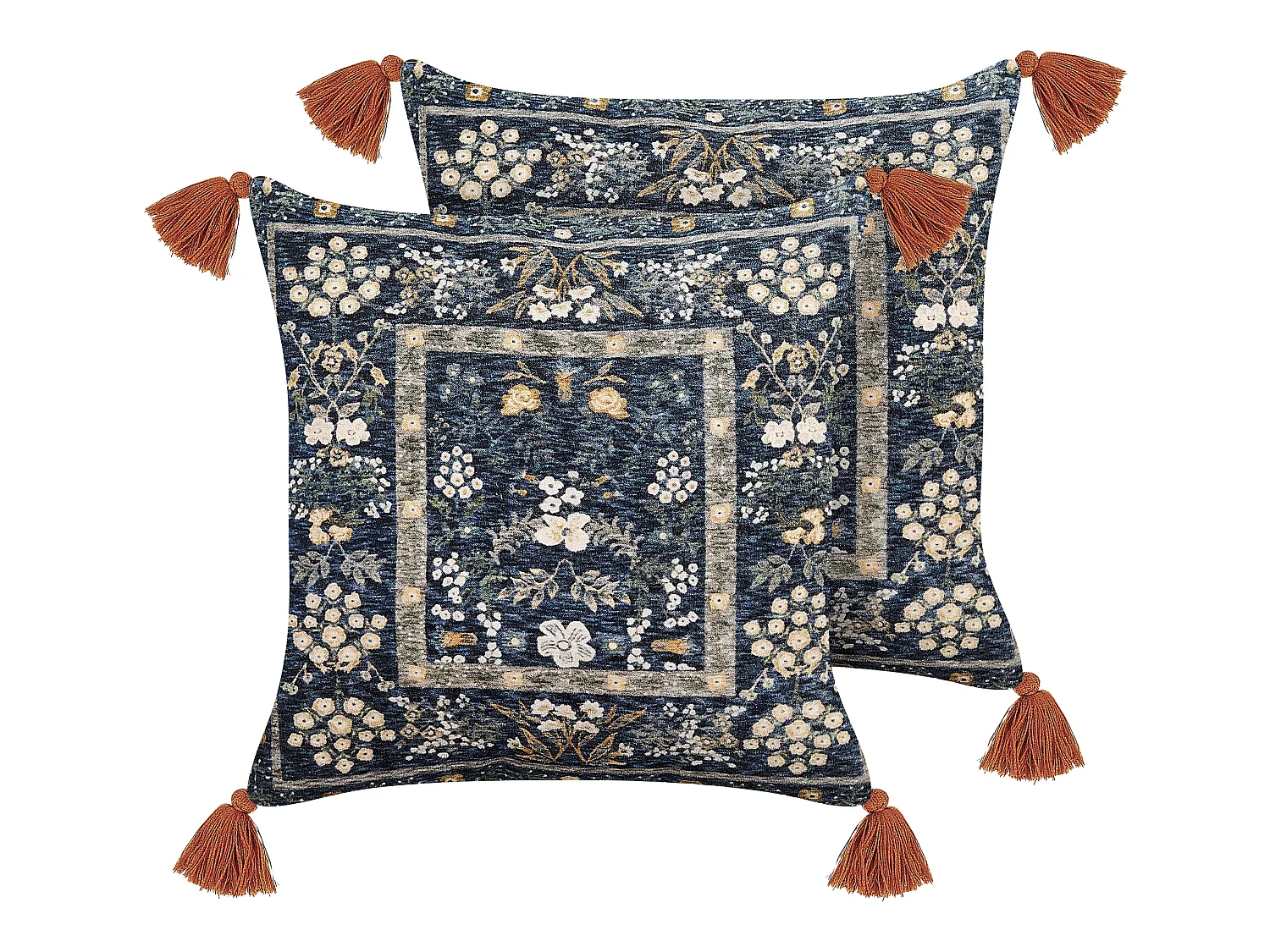 Conjunto de 2 almofadas decorativas PANAX Veludo 45 x 45 cm Multicolor Padrão floral