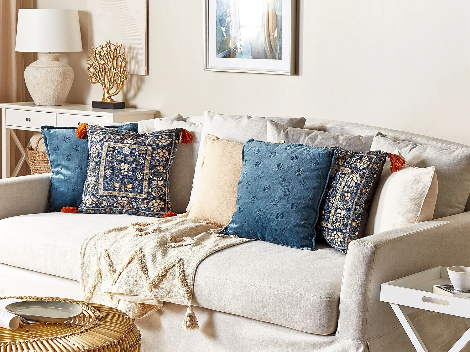 Conjunto de 2 almofadas decorativas PANAX Veludo 45 x 45 cm Multicolor Padrão floral