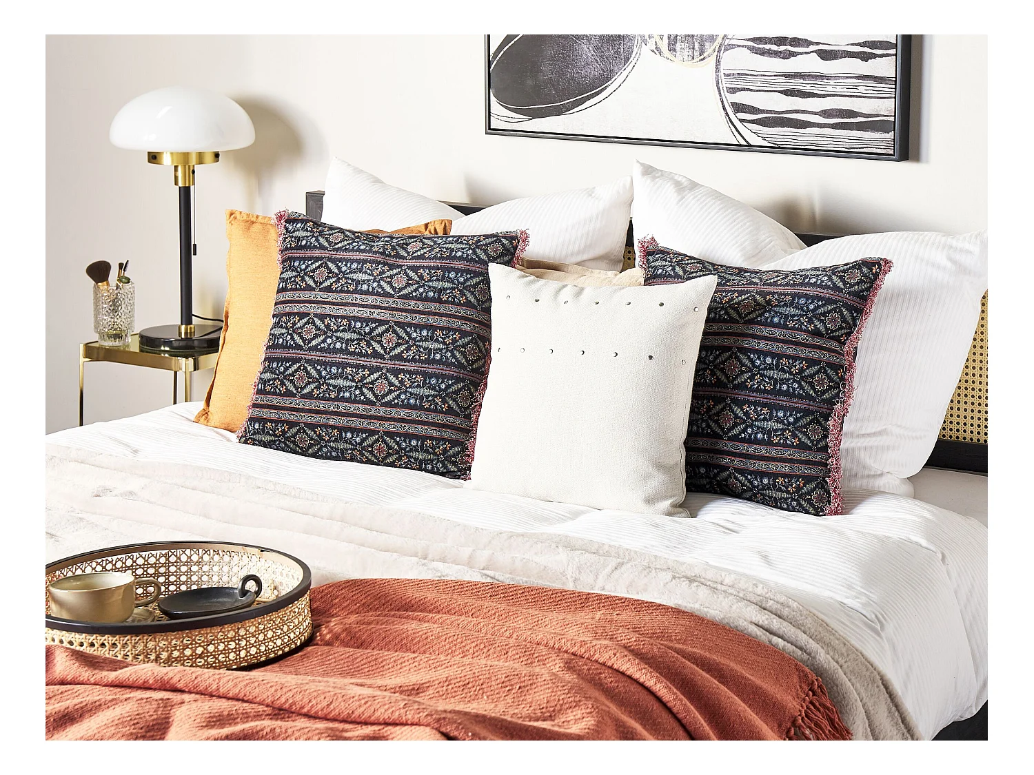 Poduszka dekoracyjna RUTA Welur 45 x 45 cm Kolorowy Wzór kwiatowy