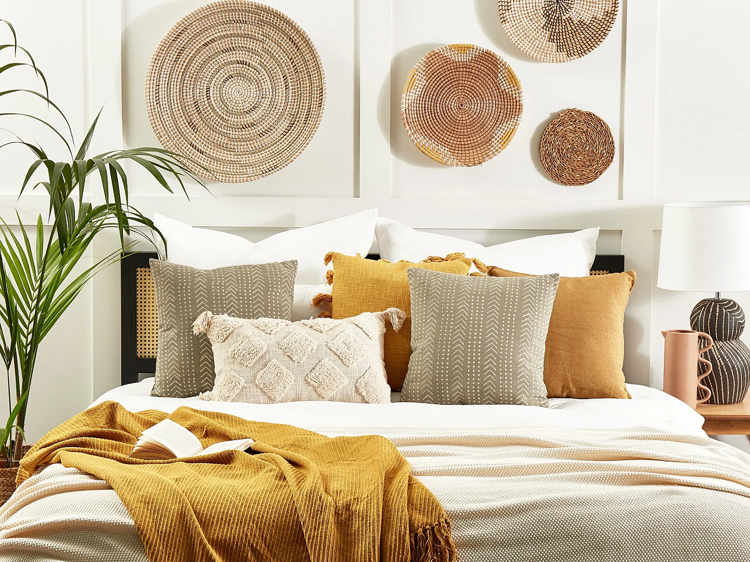 Cuscino decorativo SENECIO Cotone 45 x 45 cm Beige Trama geometrica