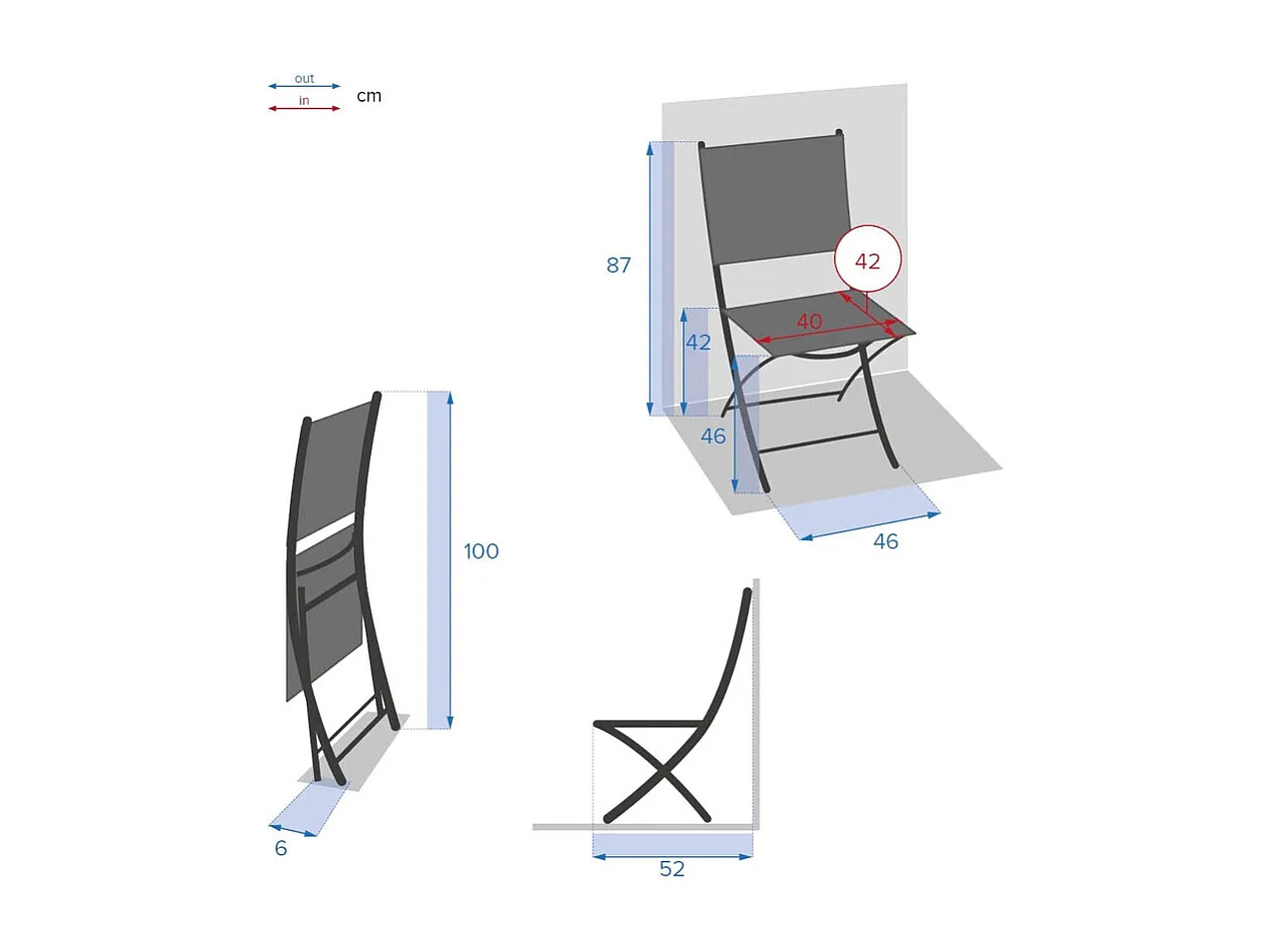 Chaise pliante Modula olive/graphite Hespéride