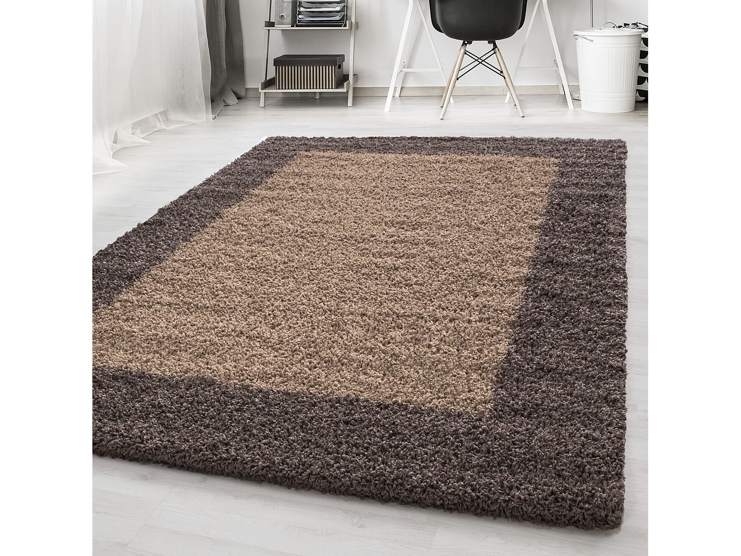 SHAGGY - Tapis à Bordures - Taupe 200 x 290 cm