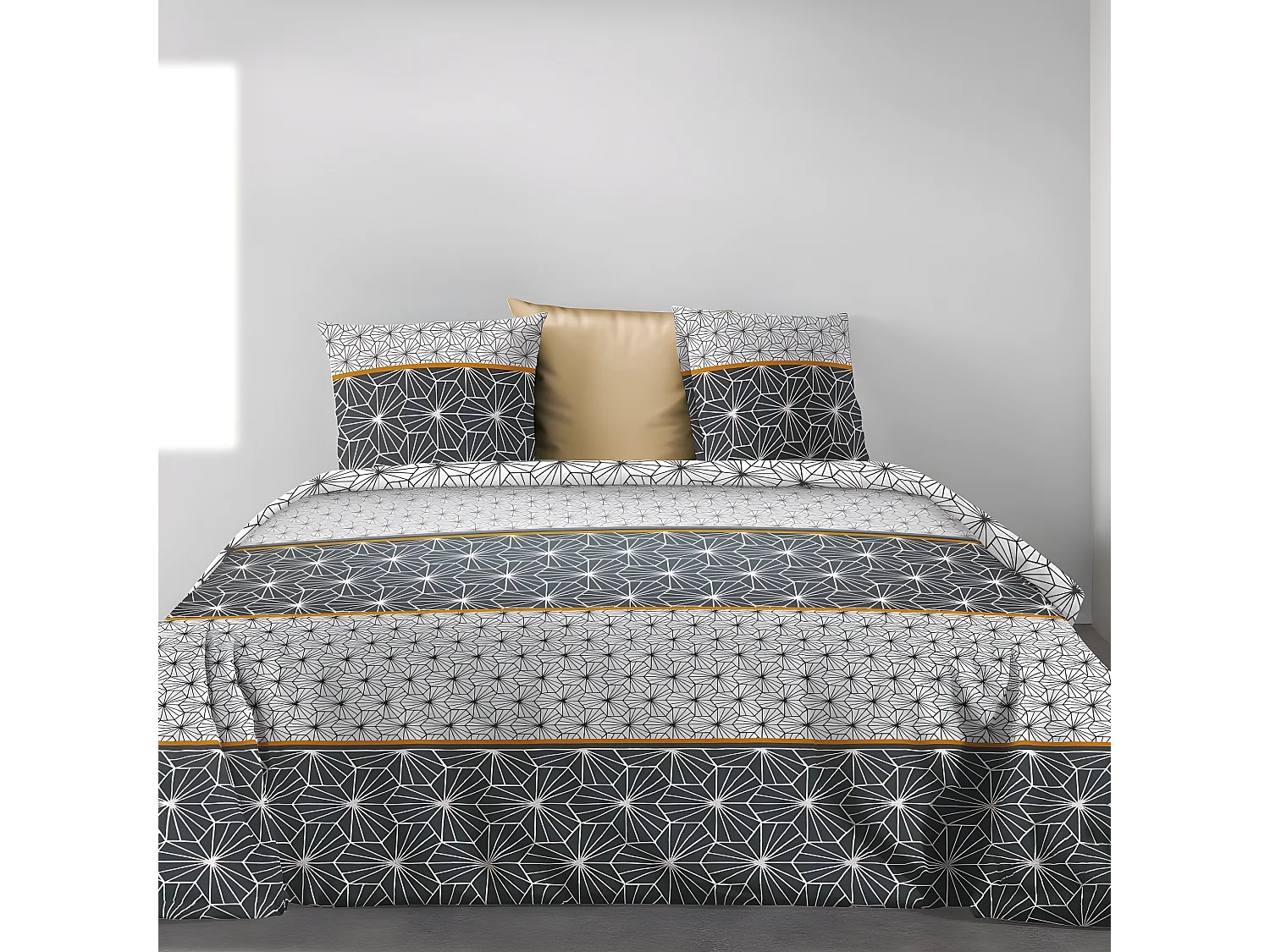 Housse de couette 240x260 cm + 2 taies d'oreiller 100% Coton 57 fils Mijo