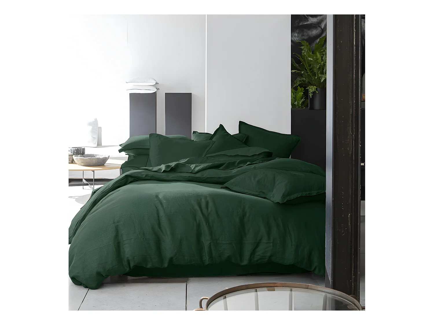 Housse de couette 240x260 cm + 2 taies d'oreiller 65x65 cm en lin Français lavé Pin