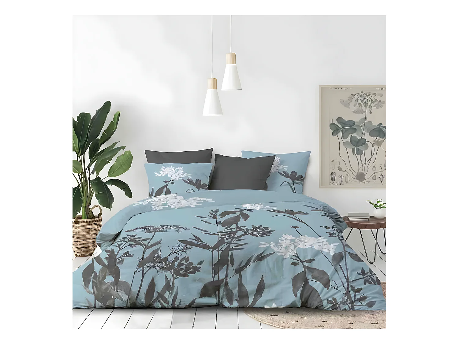 Housse de couette 220x240 cm + 2 taies d'oreiller 65x65 cm 100% Coton 47 fils Lito