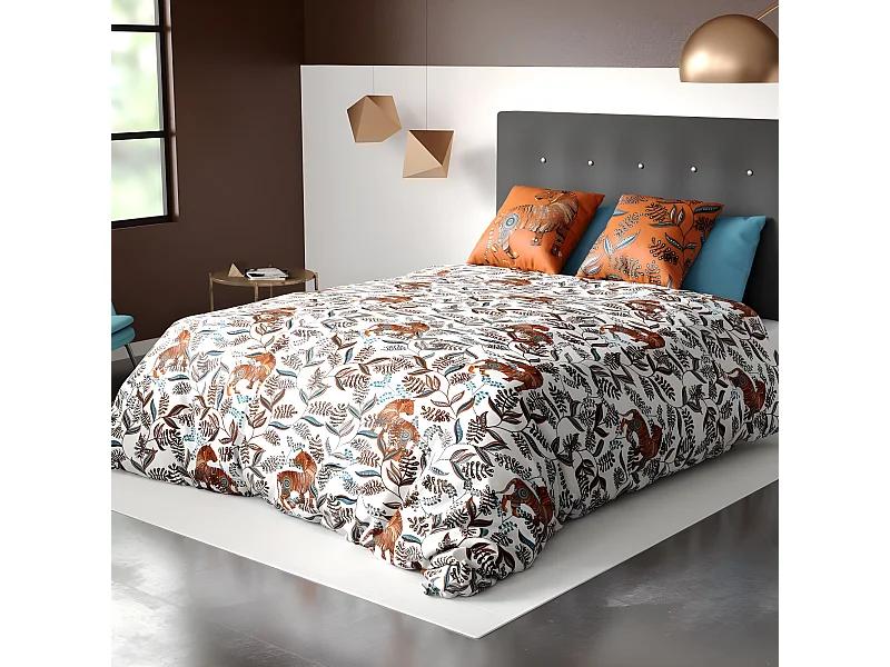 Housse de couette 200x200 cm + 2 taies d'oreiller 100% Coton 57 fils Aflak