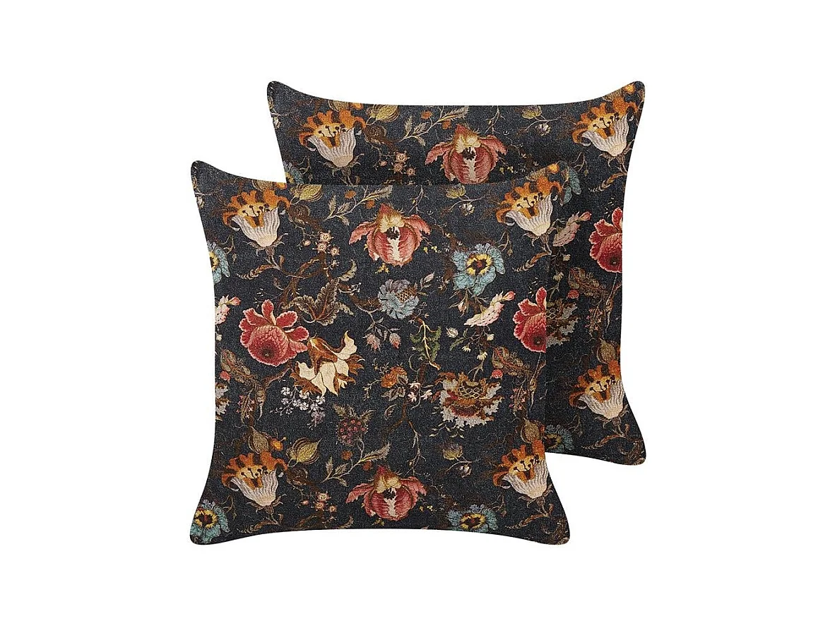 Set di 2 cuscini RAMONDA Velluto 45 x 45 cm Multicolore Trama floreale