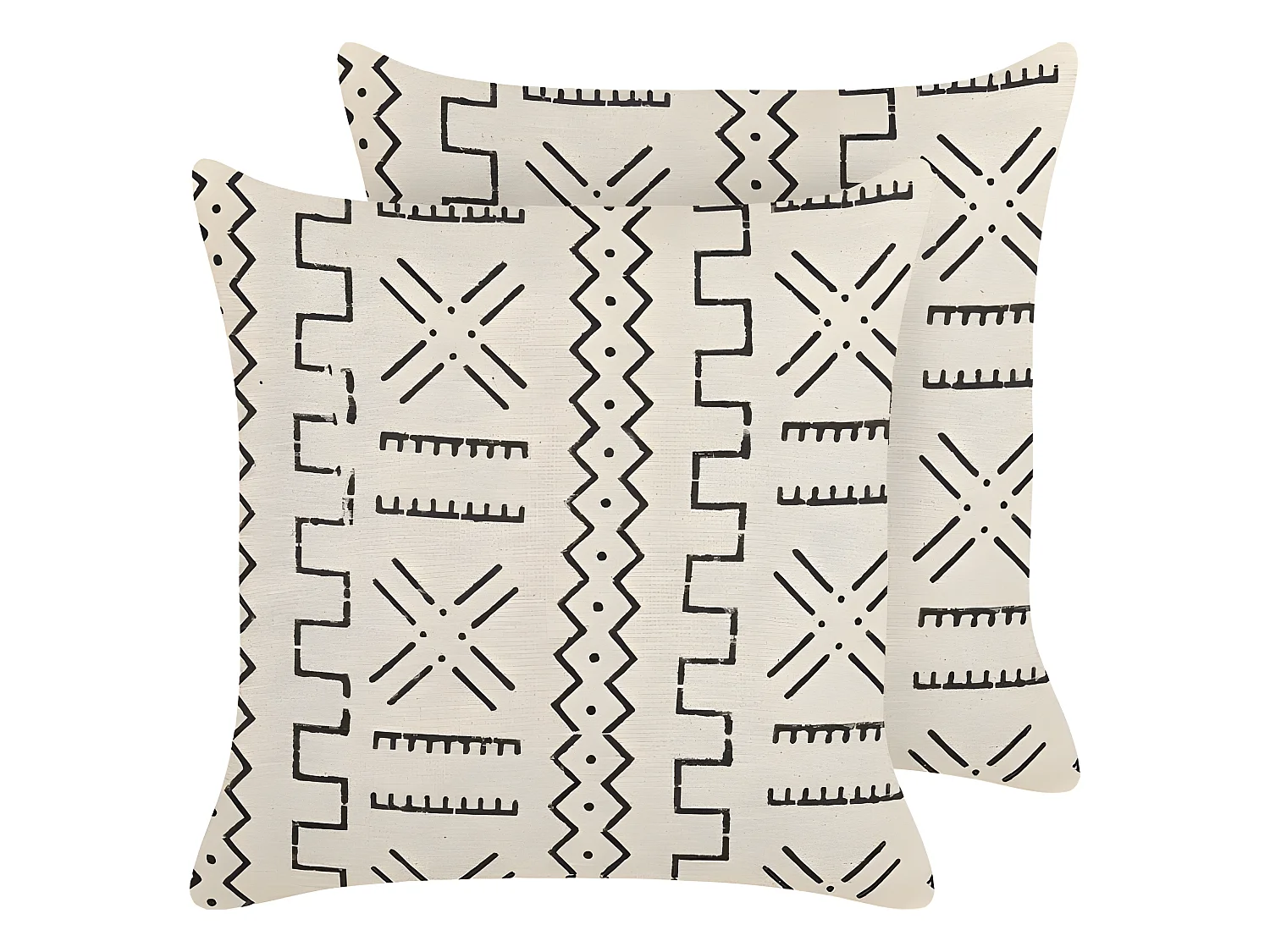 Dekokissen 2er Set mit Füllung Muster Baumwolle weiß / schwarz 45 x 45 cm Myrica