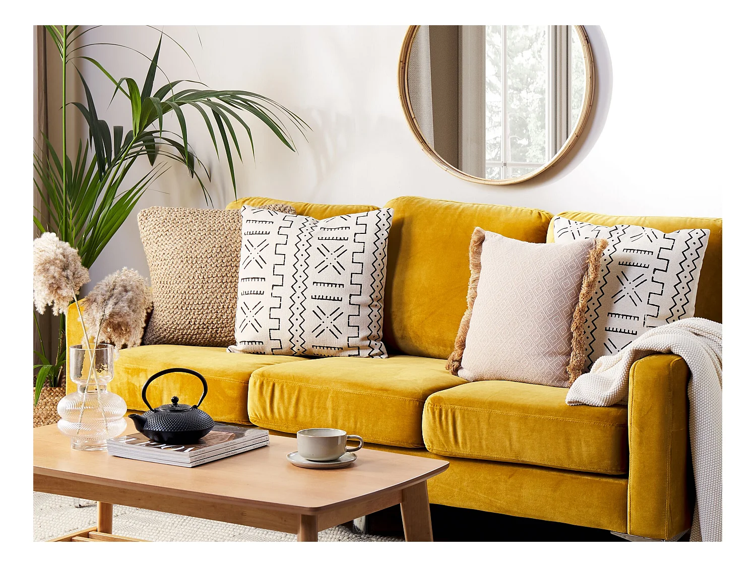 Dekokissen 2er Set mit Füllung Muster Baumwolle weiß / schwarz 45 x 45 cm Myrica