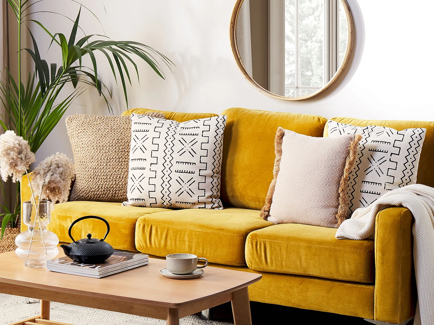 Lot de 2 coussins décoratifs MYRICA Coton 45 x 45 cm Blanc Motif géométrique