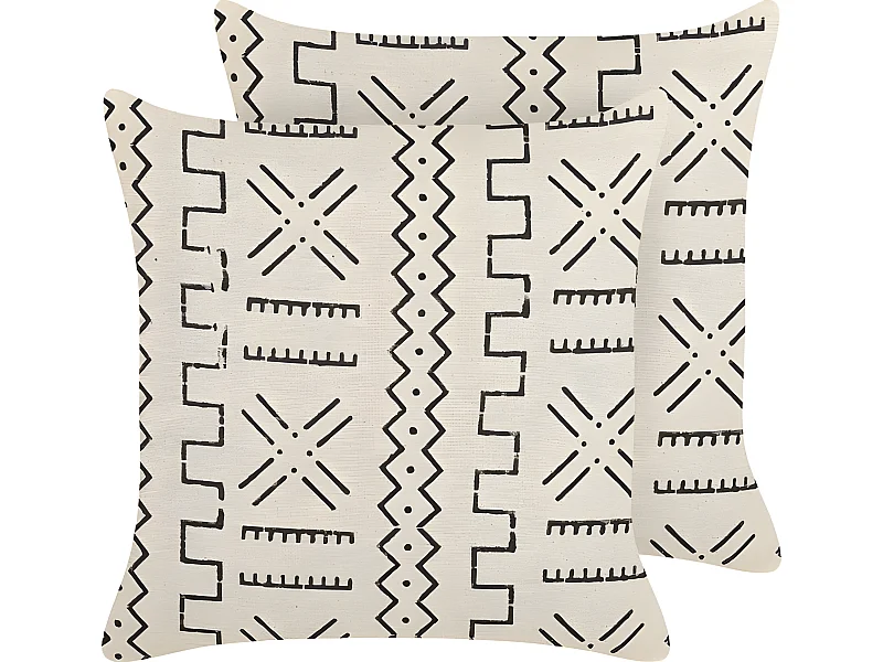 Lot de 2 coussins décoratifs MYRICA Coton 45 x 45 cm Blanc Motif géométrique