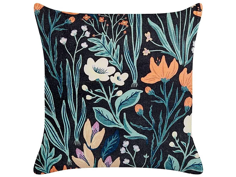 Coussin OSMUNDA Velours 45 x 45 cm Noir Motif floral