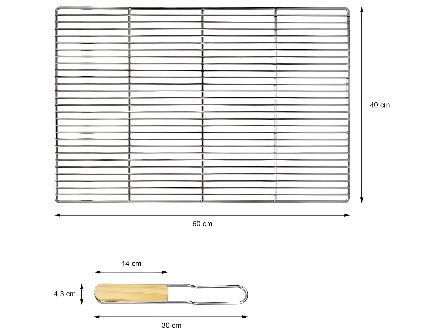 Grille de barbecue BBQ avec double manche dimension 60x40cm ECD Germany