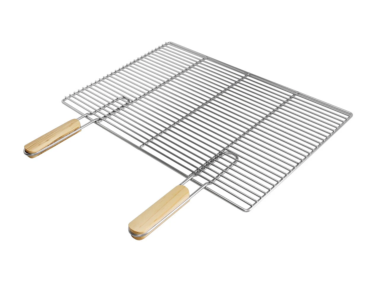 Griglia per barbecue con doppio manico dimensioni 60x40cm in acciaio inox ECD Germany