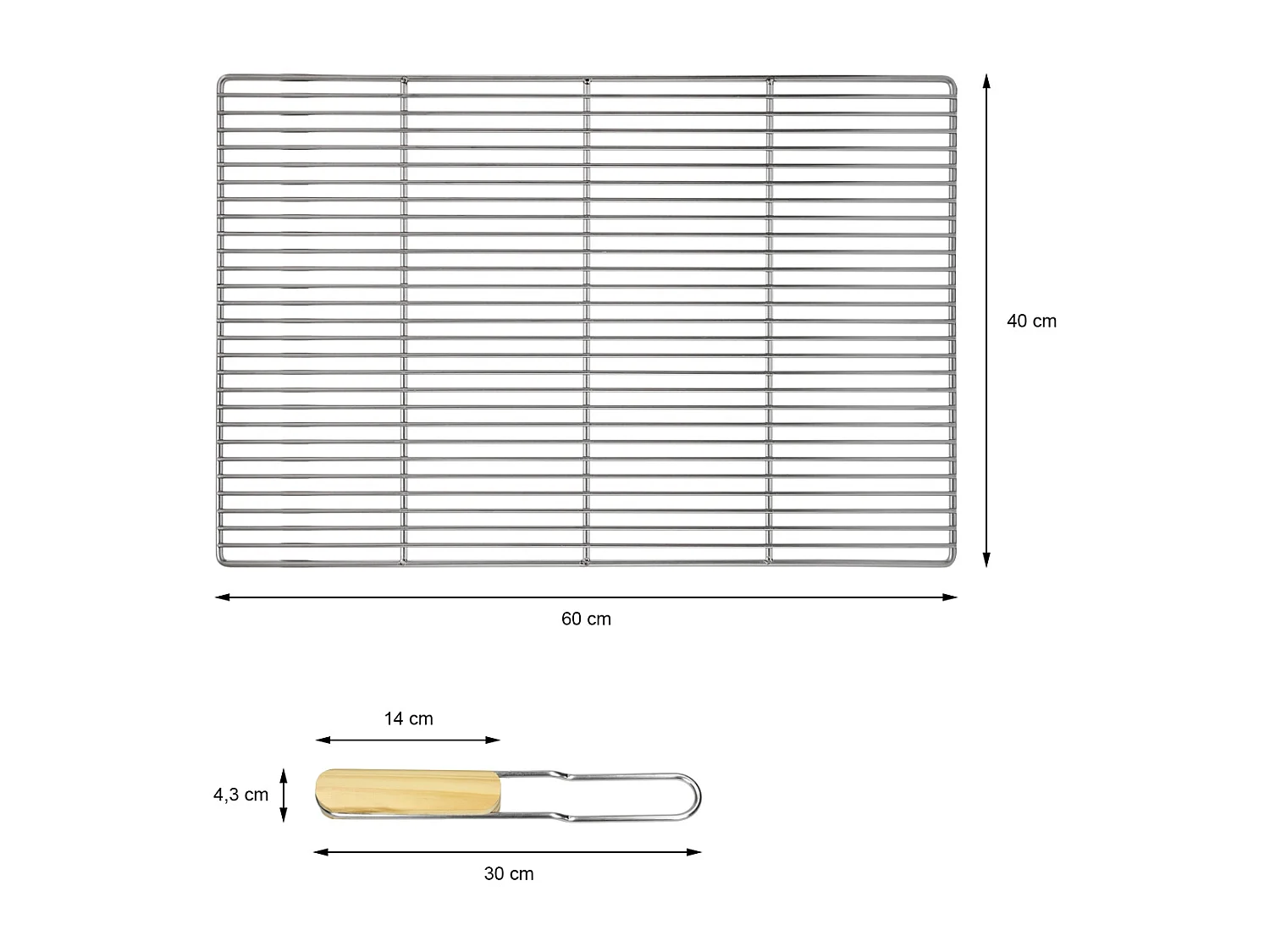 Griglia per barbecue con doppio manico dimensioni 60x40cm in acciaio inox ECD Germany