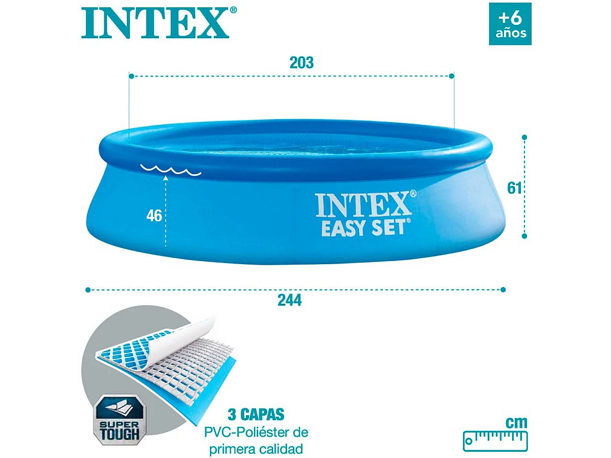 Piscine gonfable 244 x 61cm bassin familiale pour enfants Intex
