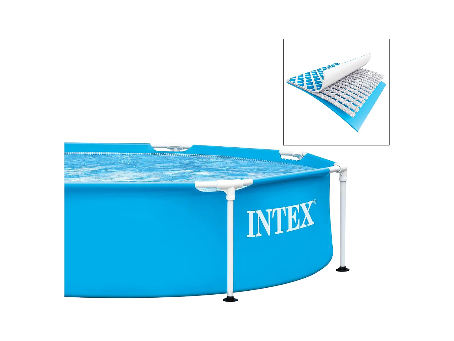 Piscina familiar Intex niños con estructura metálica sobre suelo Intex
