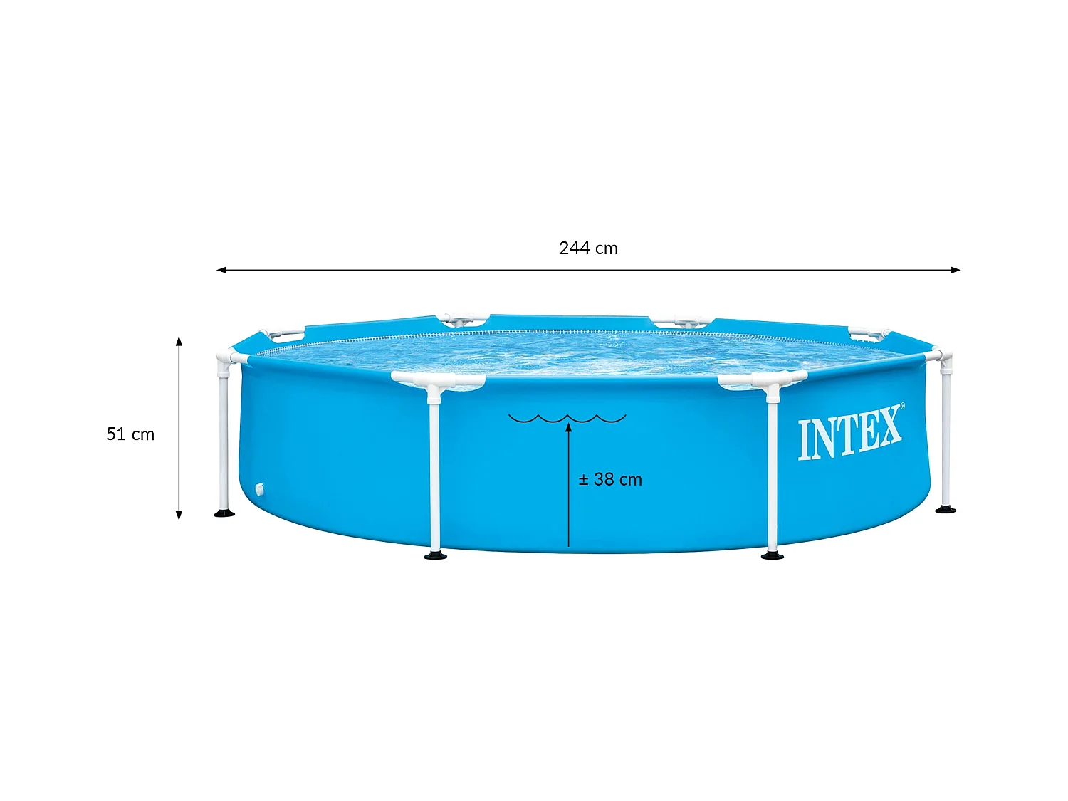 Piscina familiar Intex niños con estructura metálica sobre suelo Intex