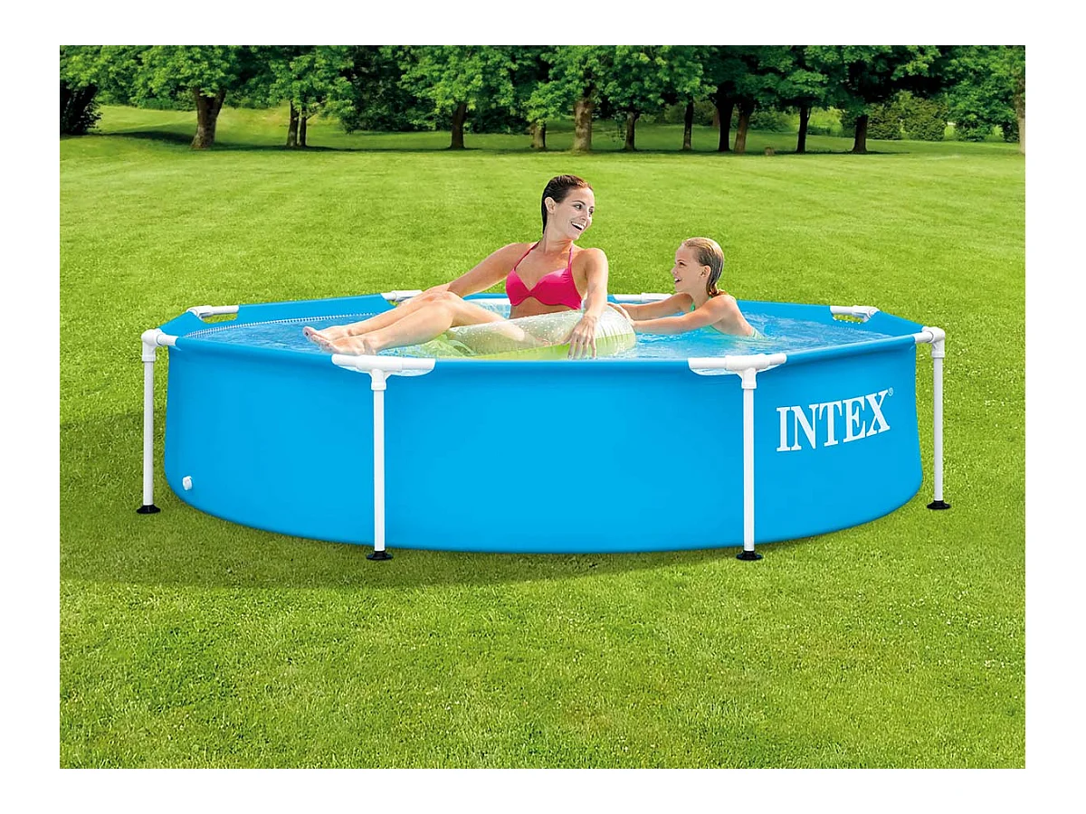 Piscine familiale enfants avec cadre métallique hors sol 244 x 51 cm ronde Intex