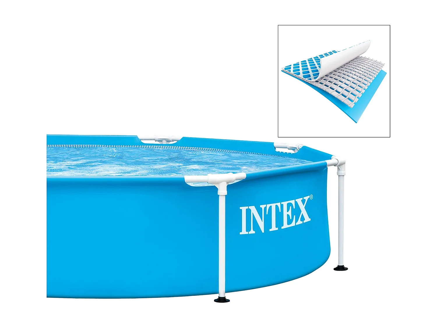 Piscine familiale enfants avec cadre métallique hors sol 244 x 51 cm ronde Intex