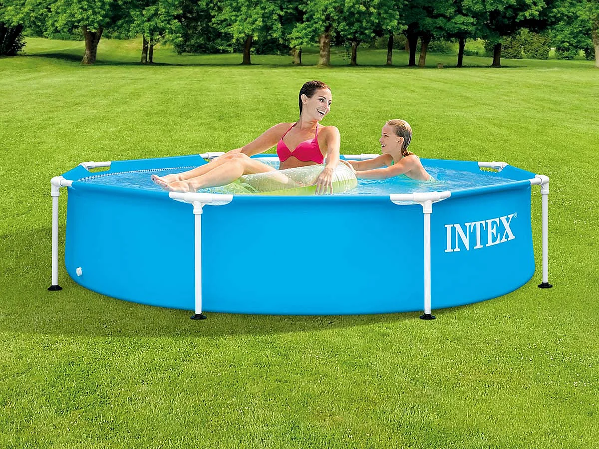 Piscine familiale enfants avec cadre métallique hors sol 244 x 51 cm ronde Intex