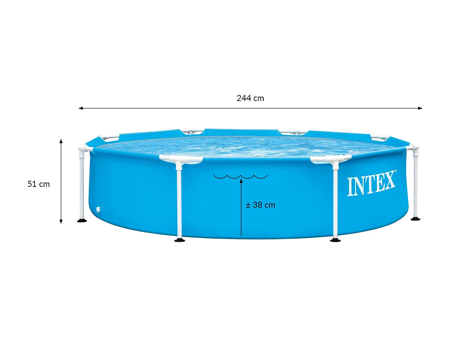 Piscine familiale enfants avec cadre métallique hors sol 244 x 51 cm ronde Intex
