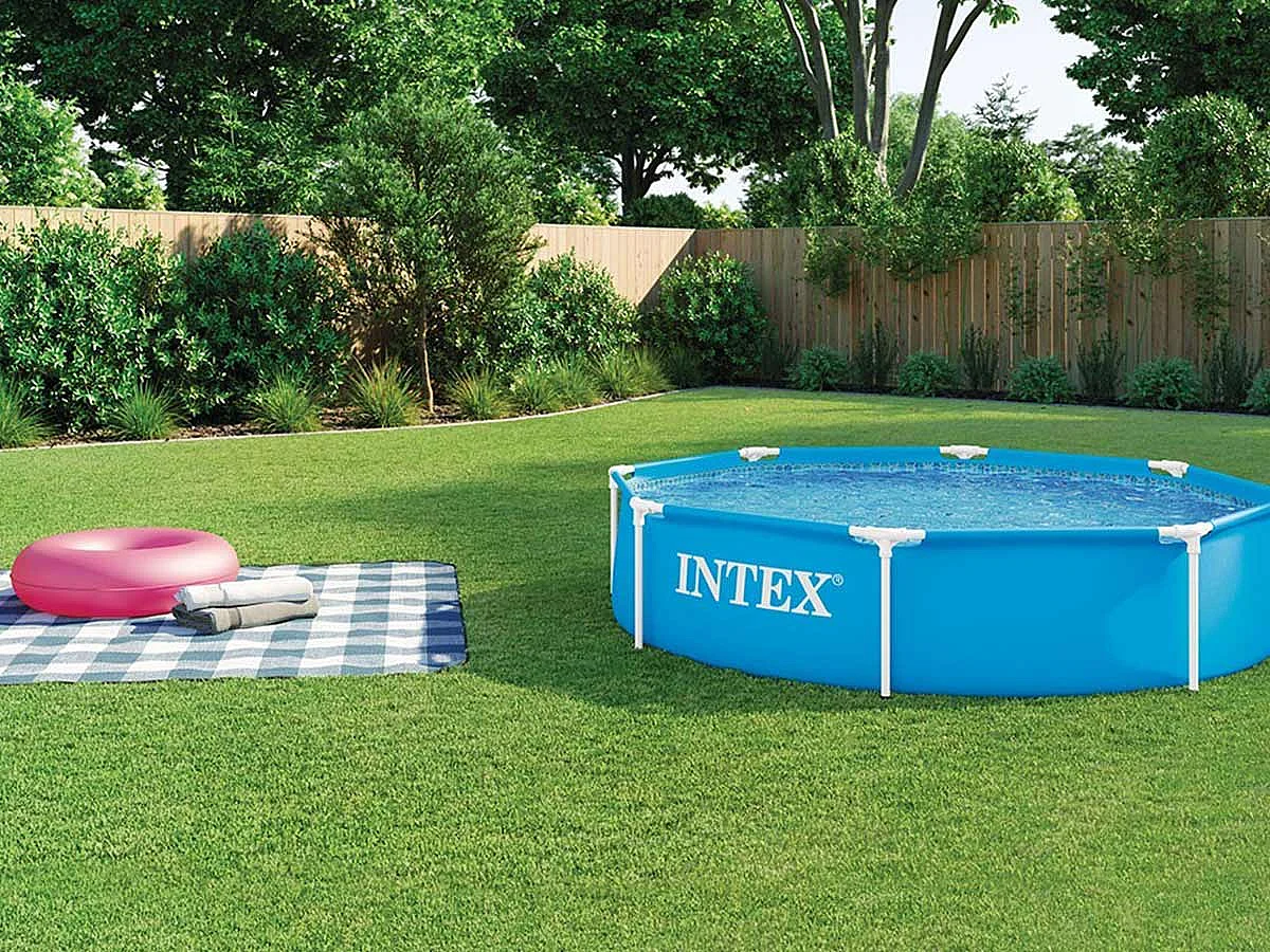 Piscine familiale enfants avec cadre métallique hors sol 244 x 51 cm ronde Intex