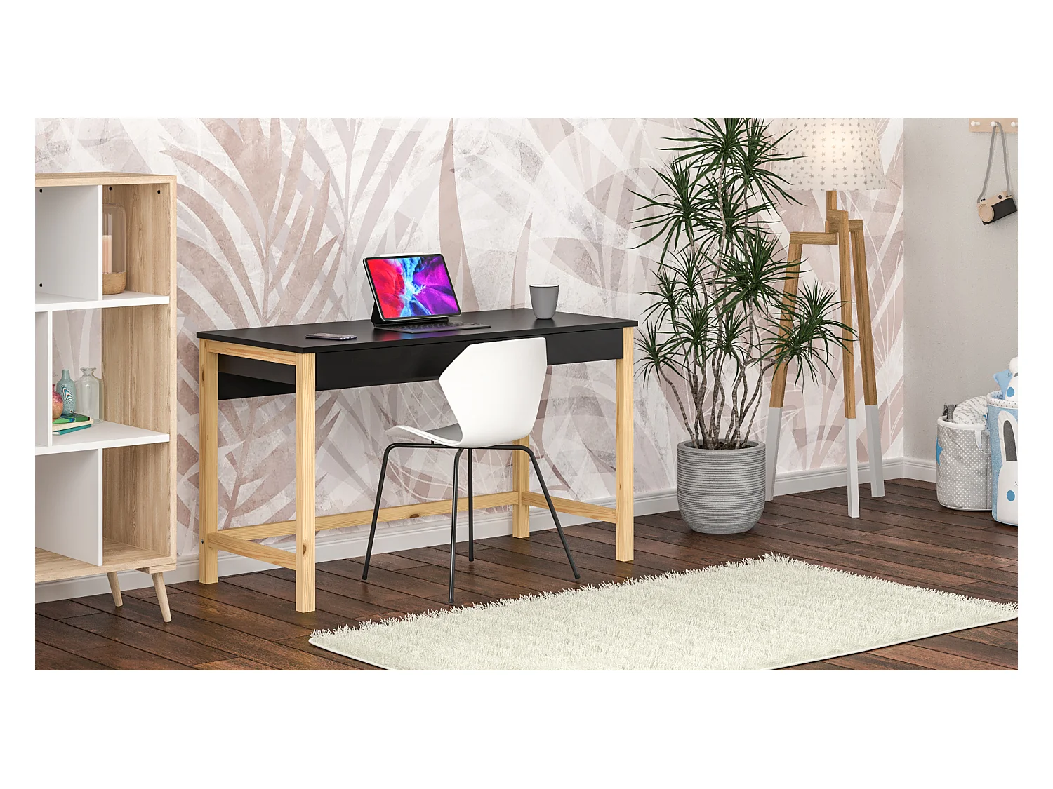Bureau enfant en pin massif 120x60 noir