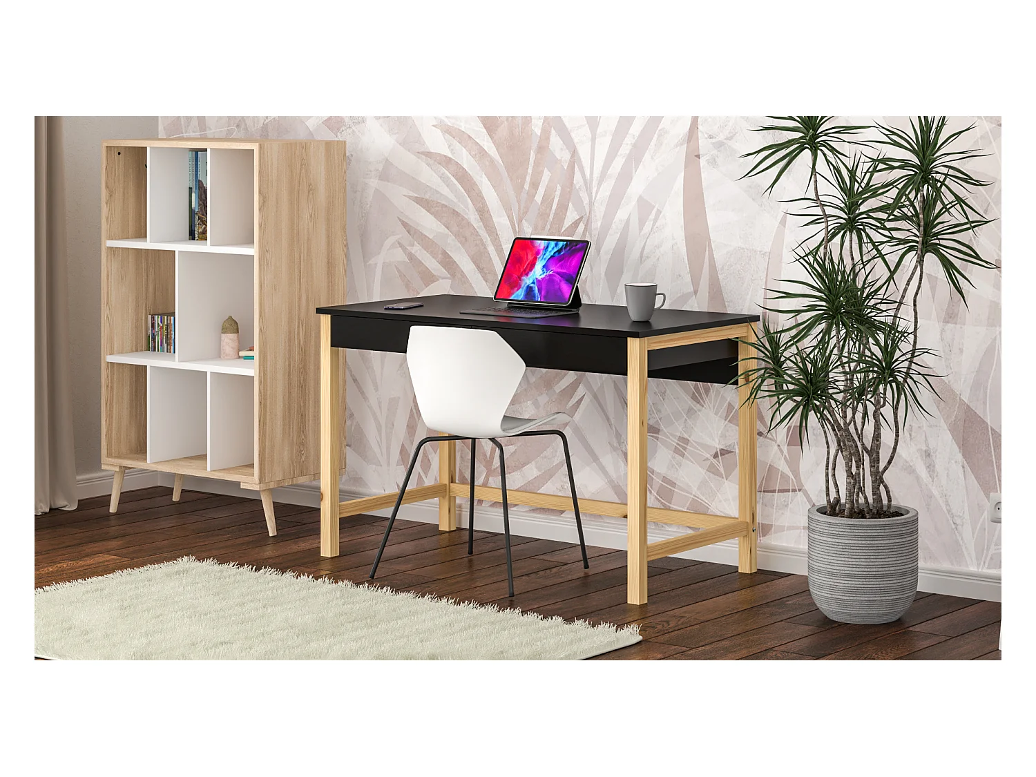 Bureau enfant en pin massif 120x60 noir
