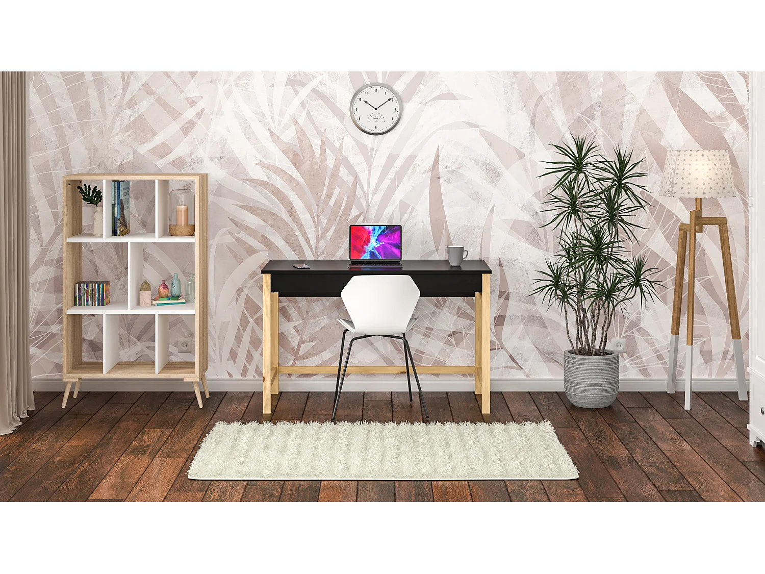 Bureau enfant en pin massif 120x60 noir