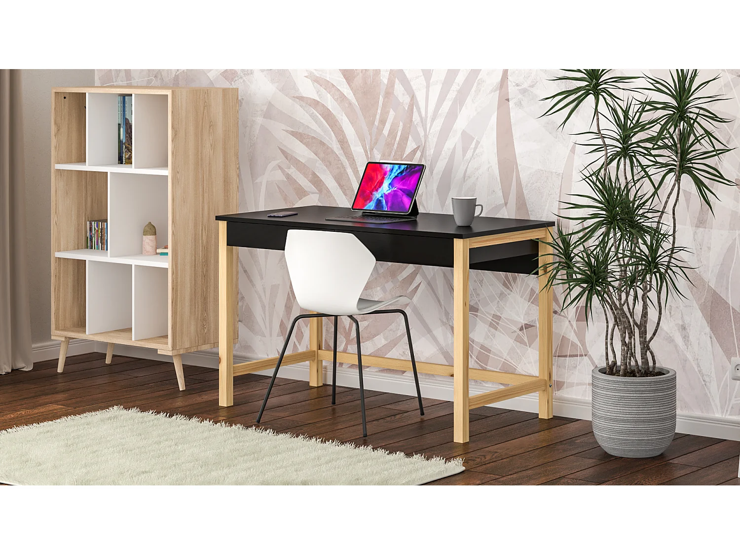 Bureau enfant en pin massif 120x60 noir