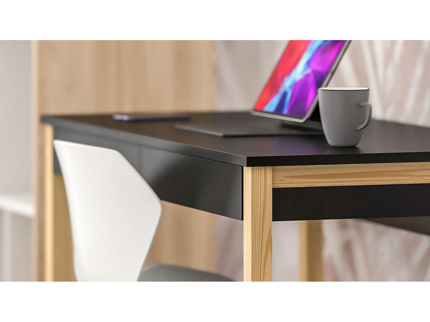 Bureau enfant en pin massif 120x60 noir