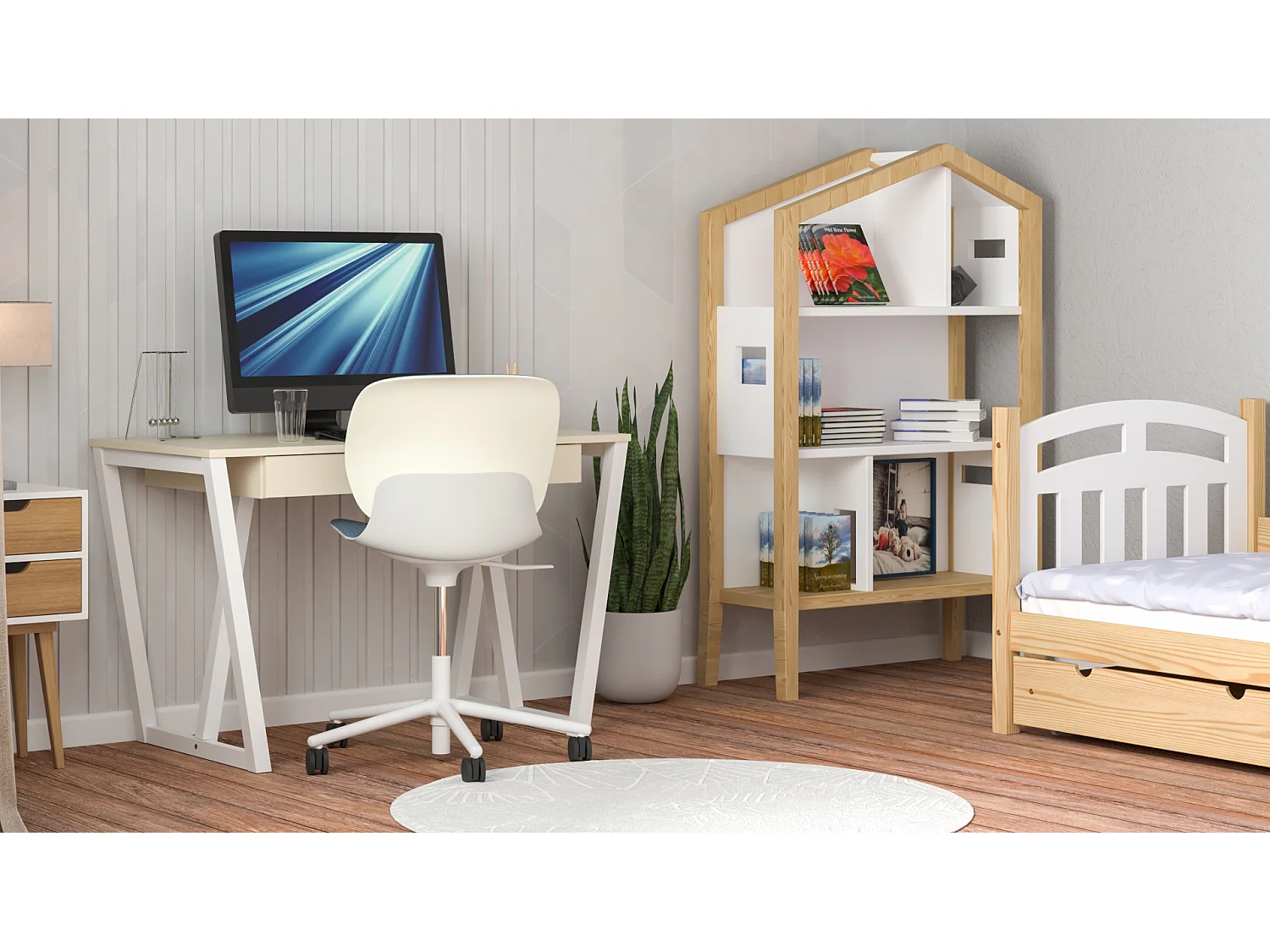 Bureau enfant en pin massif 120x60 beige