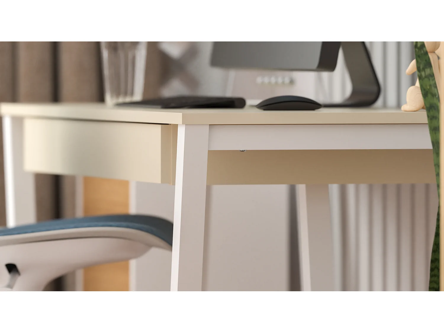 Bureau enfant en pin massif 120x60 beige