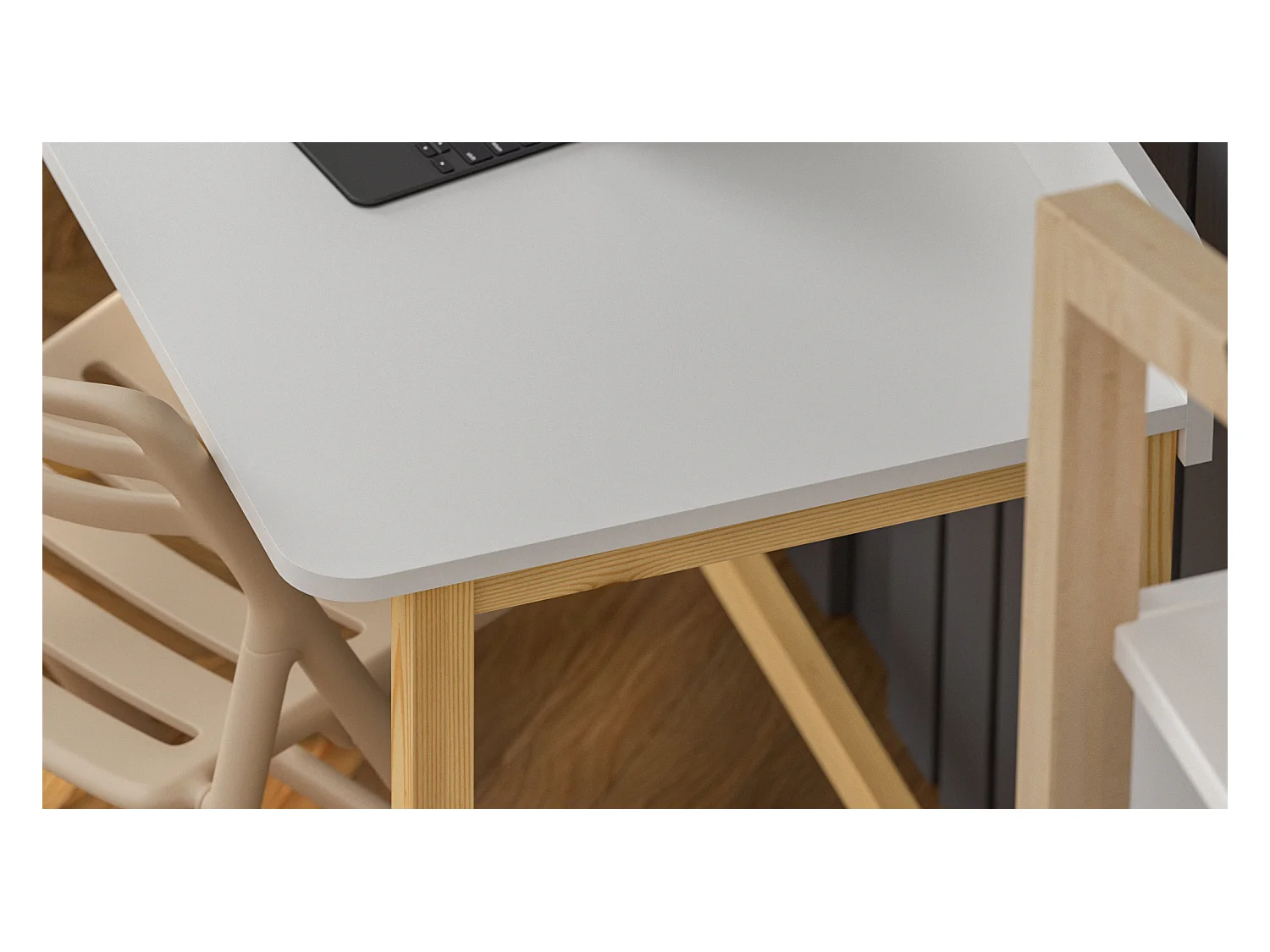 Bureau enfant en pin massif 120x58 blanc