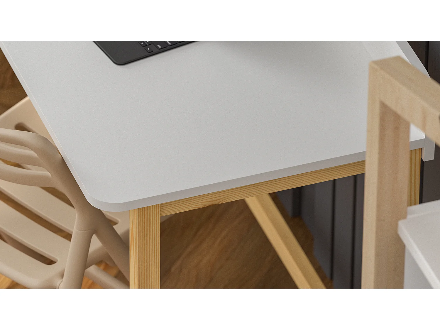 Bureau enfant en pin massif 120x58 blanc