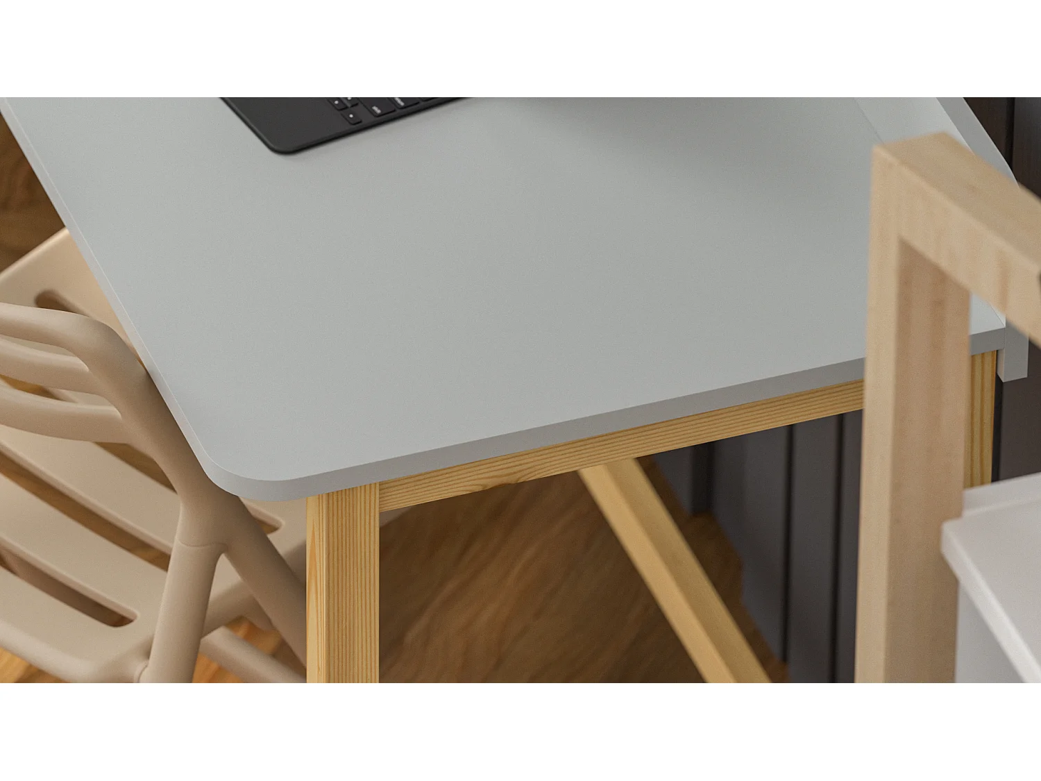 Bureau enfant en pin massif 120x58 gris
