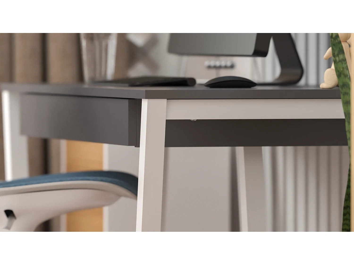 Bureau enfant en pin massif 120x60 gris foncé