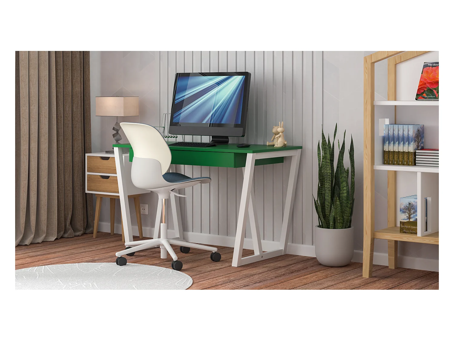 Bureau enfant en pin massif 120x60 vert