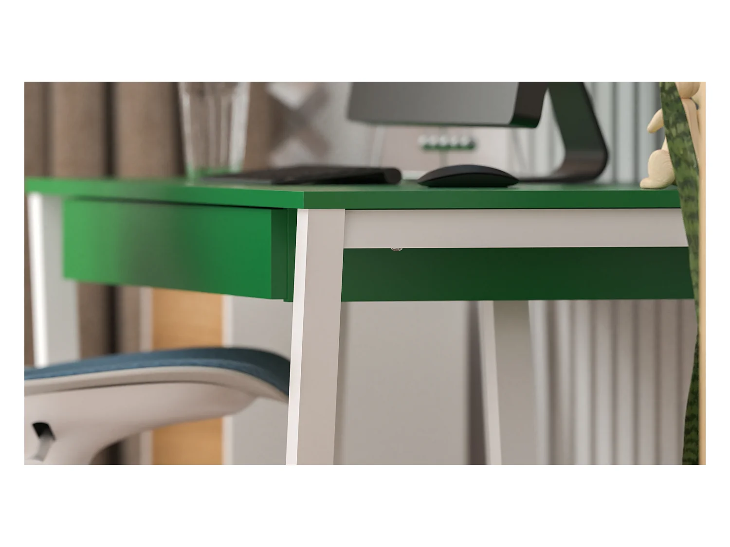 Bureau enfant en pin massif 120x60 vert