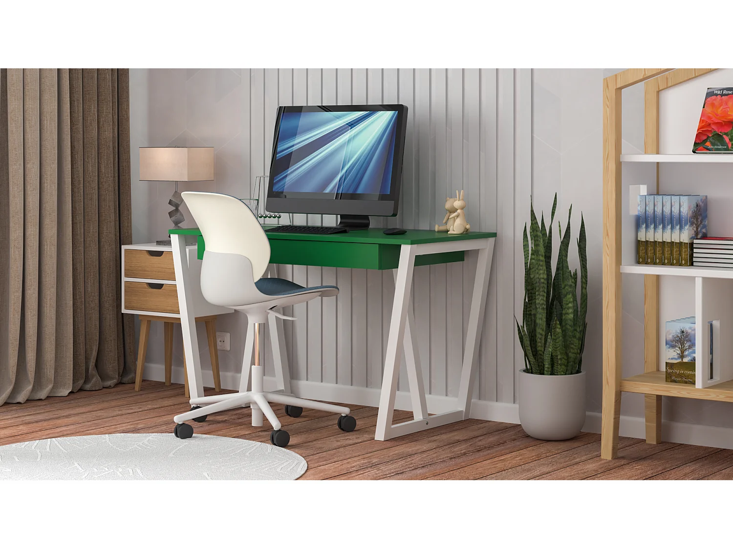 Bureau enfant en pin massif 120x60 vert