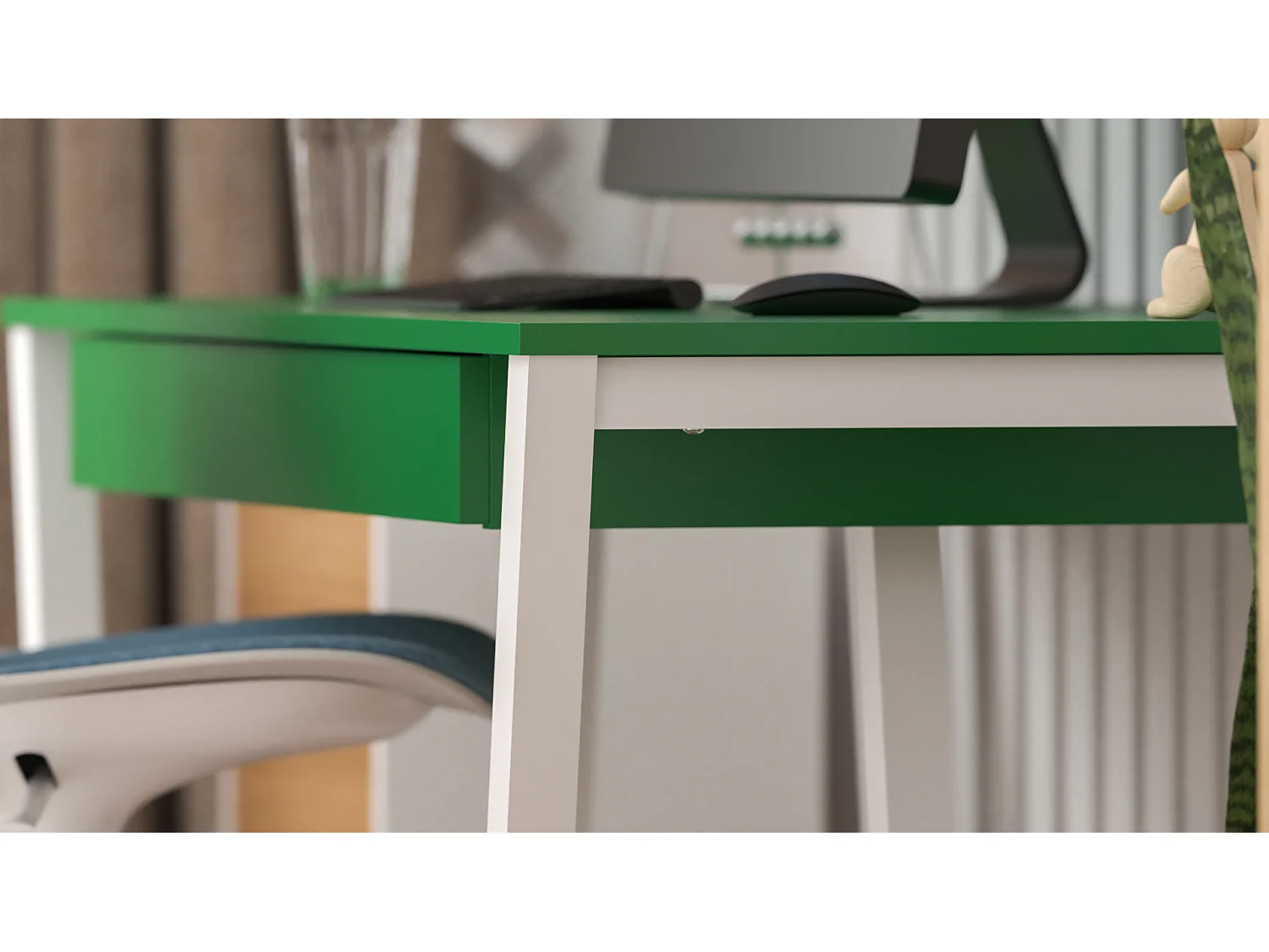 Bureau enfant en pin massif 120x60 vert